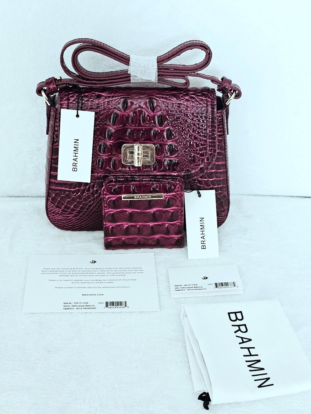 NWT Brahmin CHERRY LACQUER Gianna w/Jane Wallet
